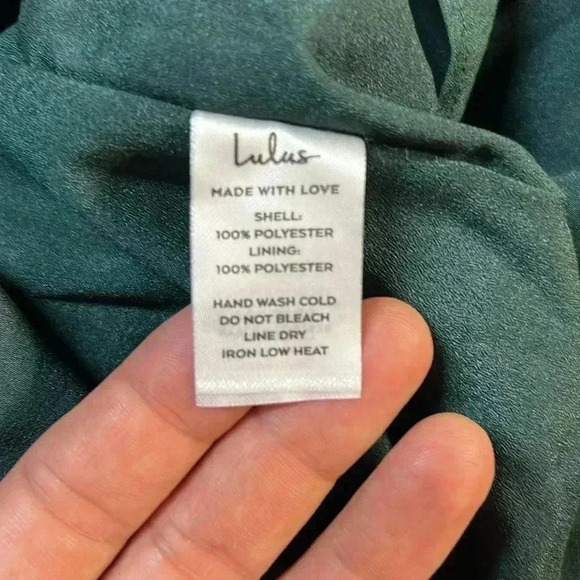 Lulus Green Satin Dress Wrapped up in love Size S - Picture 7 of 8